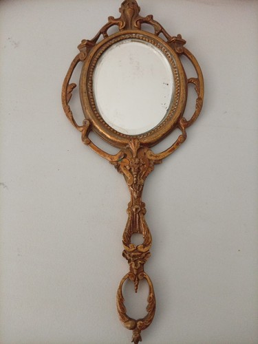 Ancien miroir face main - face,