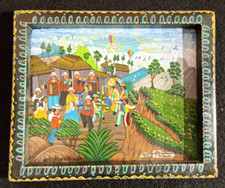 Tableau naïf équatorien / huile sur peau / signé / 19,5x16cm