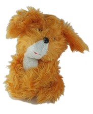 Vintage Ancienne Peluche Chien lapin orange blanc rigide Nounours 30 cm