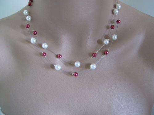 Collier ivoire bordeaux robe - ivoire/bordeaux,,