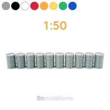 Lot 10 Barils Couleur Unie 1/50 Accessoire Décor Baril Garage Auto Voiture Train