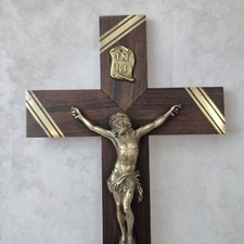 Grand Crucifix Ancien en Bois