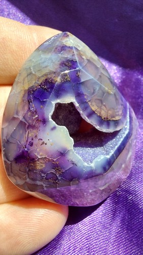 Pendentif géode agate - , violet