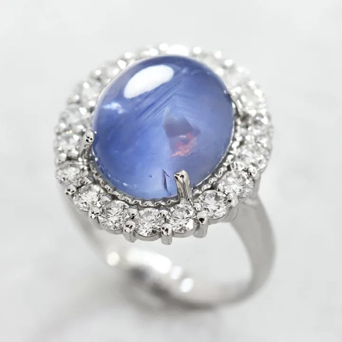 Bague halo saphir étoile - bague,