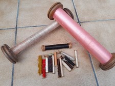 LOT  ANCIENNES BOBINES EN  BOIS DE  FILATURE METIER A TISSER MERCEDRIE FIL