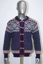VINTAGE DALE OF NORWAY Wool Knit Blue Sweater Pullover Cardigan Men's Size 42