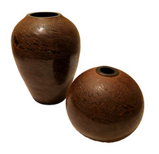 Murano, Venini?- Magnifique lot de 2 vases assortis - Verre bleu patine rouille