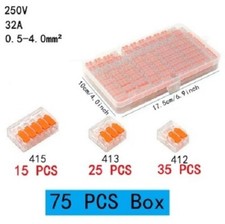 Lot 75 Bornes de connexion électriques à levier 2/3/5 entrées
