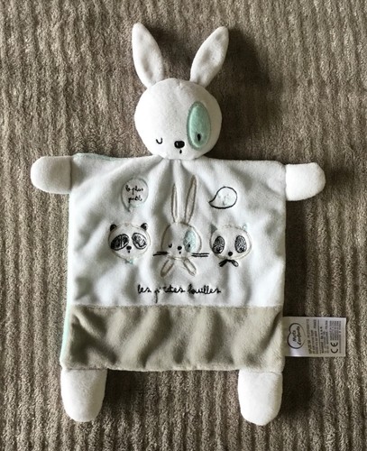 Doudou lapin blanc - blanc, bleu