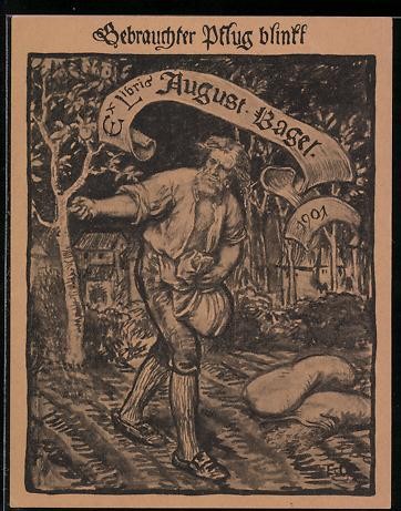 Exlibris august bagel - exlibris, charrue