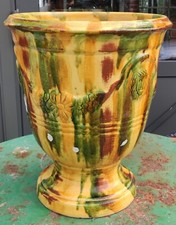 Ancienne Poterie Jardinière terre cuite émaillée style Anduze/extérieur ancien