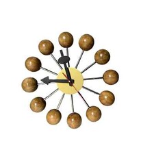 Horloge murale boule 12" en bois Vitra George Nelson à la main - horloge du m...