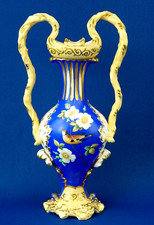 COALPORT DERBY vase porcelaine ANGLAISE 1700 1800 Rococò Décor Fleurs Oiseaux