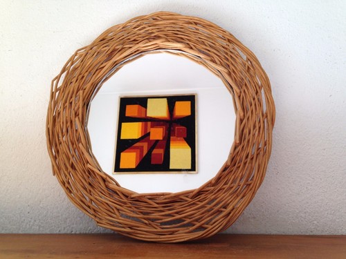 Miroir rotin vintage époque - ,