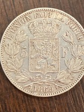 5francs Léopold 2 1869 très