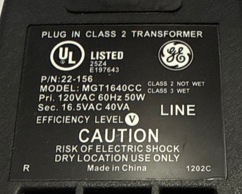 Security mgt1640cc 156 - ge, 22-156