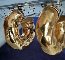 Larges BOUCLES d'OREILLES Clips  - Créoles VINTAGE - Dorées - Années 80's / 90's