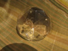 ancienne pampille de lustre verre epoque 1900 4.7 cm ronde macaron medaillon  11