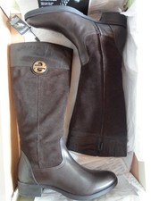 Bottes GEOX femme Cavalieres cuir marron foncé Mendi 38 Neuves