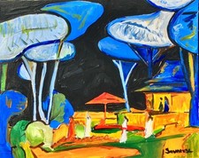 Superbe " Diner à kioto " signé Savarese élève d'Ambrogiani, Ferrari.