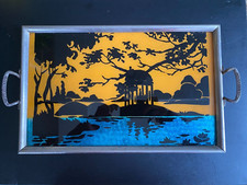 Plateau de service en métal de style art déco-vintage