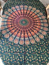 Nappe Coton imprimé en Inde époque milieu XXe, état neuf, dimension 202 x 138 cm