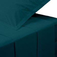 Drap Plat 1 Personne "Percale" 180x290cm Bleu Egéen