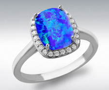 Bague Halo En Opale Bleue