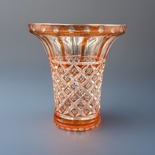 Vase Évasé Cristal De Saint-Louis Overlay 1930 Art Deco Orange H21cm Bon état