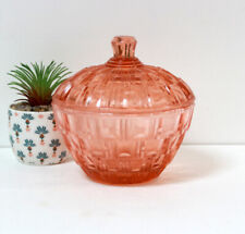 Boîte sucrier en verre rose Art Déco