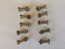 MECCANO LOT DE 10 BOULONS/PIVOTS  NICKELES A 2 ECROUS ref 147b