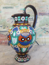  Pichet en faïence de Thoune Suisse début XXème owl pattern signé