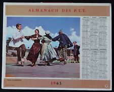 1963 CALENDRIER ALMANACH PTT POSTES OBERTHUR Danse auvergnate basque