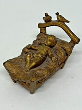 Petit Santon Crèche de noël Jésus bronze avec couple de colombes