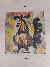 Jean Lurçat, Lithographie originale signée à la main, "Coq ", 1959 - filigrane