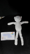 558/ doudou peluche chat bleu ciel clair blanc BOUT'CHOU MONOPRIX
