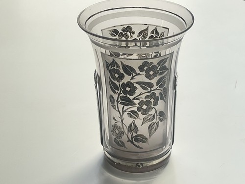 Ancien vase verre argent - vase,