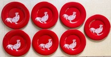 7 ASSIETTES PLATES A LA POULE D 23cm FAIENCE GENEVIEVE LETHU LA BELLE ROUGE 2007