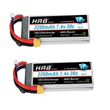 HRB 2pcs 2200mAh 7.4V 2S 30C