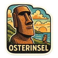 Moai Statue Sticker 9x9 cm