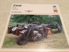 Carte moto ZÜNDAPP KS 750 type Russie 1941 collection Atlas motorbike Allemagne