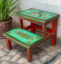 Main Bois Peint Table Paon