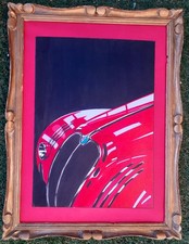 Tableau Signé Daté Encadré-Acrylique Sur Carton-Pop Art-Street Art-Voiture