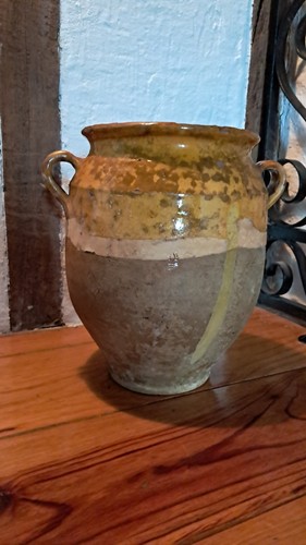 Ancien pot graisse terre - ancien, à