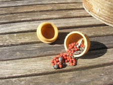 ancien chapelet miniature en argent ( avec reliquaire ) et etui oeuf en corozo