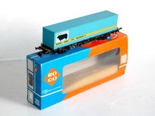 RARE ROCO HO 46110 S WAGON PLAT PORTE CONTAINER, CONTENEUR SCOTCH BEEF SAINSBURY