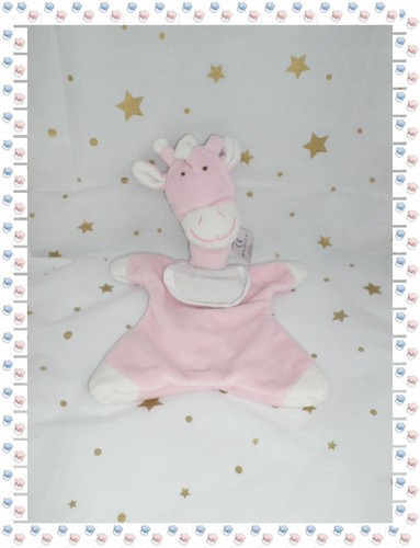 Doudou plat girafe rose - plat,