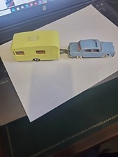 NOREV 1/43 404 PEUGEOT ROUES DIRECTIONNELLES TOIT OUVRANT AVEC CARAVANE DIGUE 