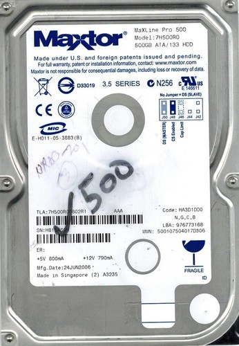 Maxtor 7h500r0 500 - maxtor,