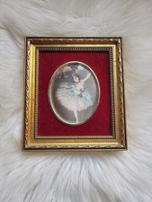 PETIT CADRE DORÉ MÉDAILLON DANSEUSE VELOURS FEUTRINE VINTAGE